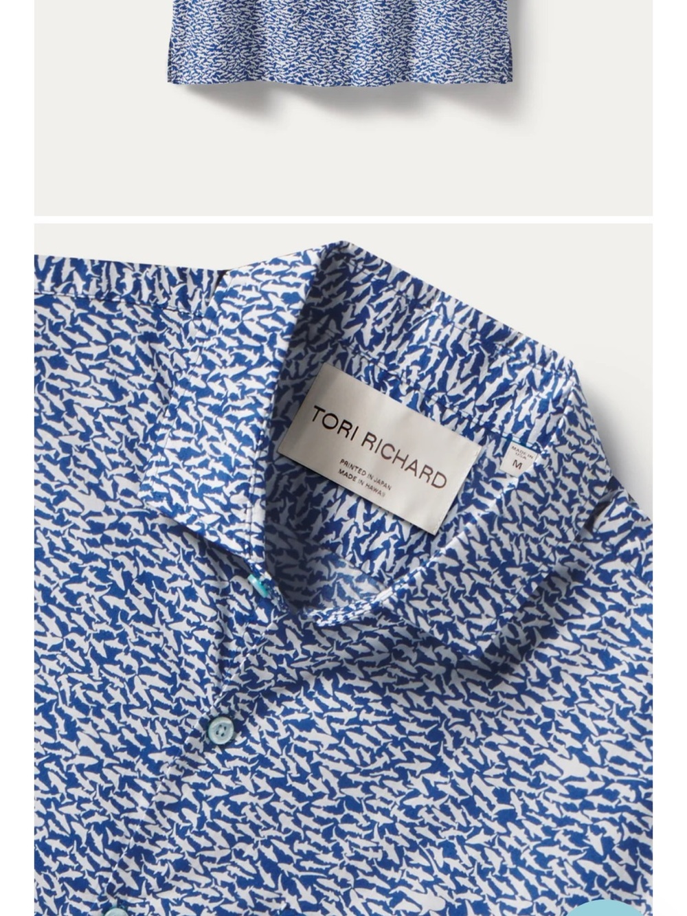 Tori Richard Blue and White Printed Short-Sleeve Button-Down